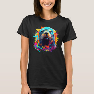 Camiseta Arte de abertura colorida do Amante de os animais 