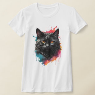 Camiseta Arte de Abertura de Cor de Água Preta Mística