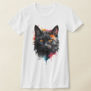Camiseta Arte de Abertura de Cor de Água Preta Mística