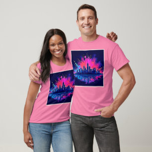Camiseta Arte de abertura de paisagem urbana vibrante