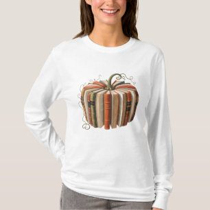 Camiseta Arte de Abóbora de Livro Antigo Outono Academia So
