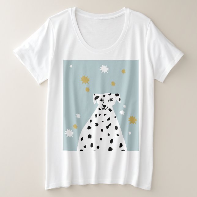 Camiseta Arte de Abstrato de Cachorro Dalmático (Frente do Design)