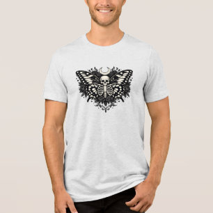Camiseta Arte de Academia Sombria Borboleta Gótica Esquelet