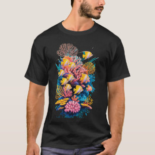 Camiseta arte de aerógrafo um recife de coral vibrante repl