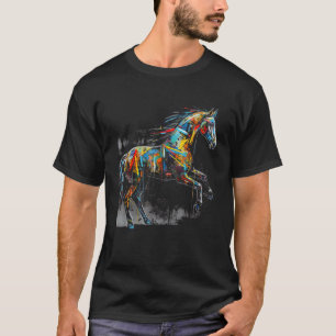 Camiseta Arte de Amante de Cavalo Animal Motivo Geométrico