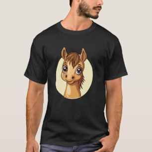 Camiseta Arte de Animal Adorável Desenho de Cavalo Fofo