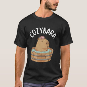 Camiseta Arte de Animal Fofo Capivara Relaxada Cozybara