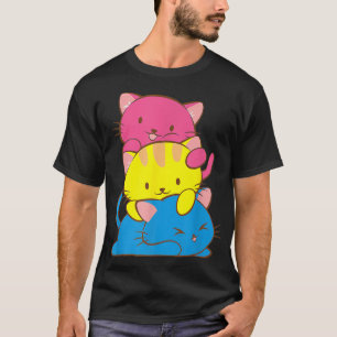 Camiseta Arte de Anime de Gato Kawaii Pansexual Gato Orgulh