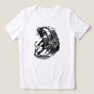 Camiseta Arte de Anime Girl Escura com Gato Gigante