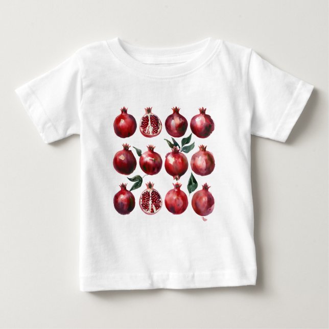 Camiseta Arte de Aquarela de Romã (Frente)