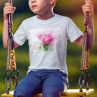 Arte de Aquarela de Rosa Rosa em Fundo Branco