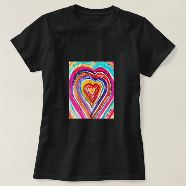 Camiseta Arte de aquarela do Heart Boho (Frente do Design)