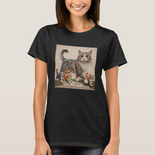 Camiseta Arte De Arranjar Rochas Na Forma De Um Gato S