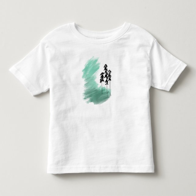 Camiseta arte de árvore verde escandinava simples menta mod (Frente)