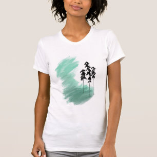 Camiseta arte de árvore verde escandinava simples menta mod