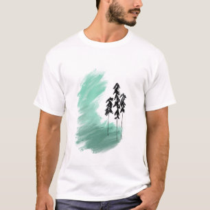 Camiseta arte de árvore verde escandinava simples menta mod