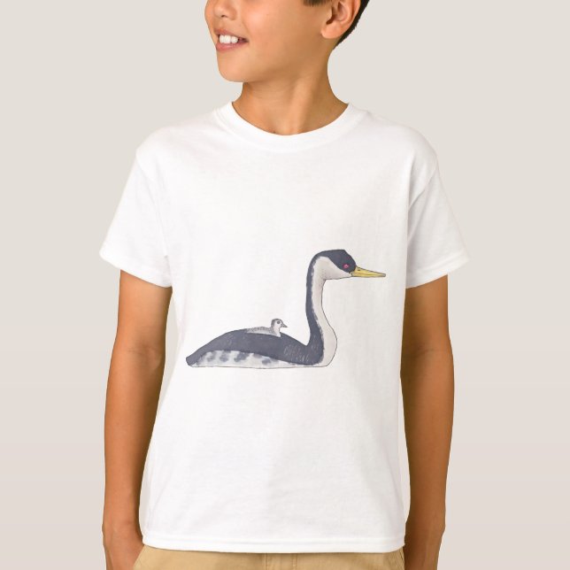 Camiseta Arte de aves aquáticas do Grebe Ocidental (Frente)
