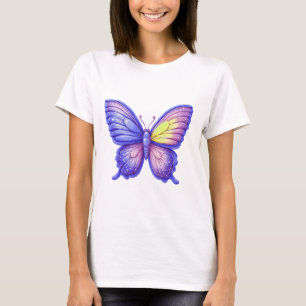 Camiseta Arte de Balão de Borboleta Roxa Vibrante