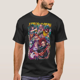 Camiseta Arte de Batalha dos Hashira e Demônios de Demon Sl