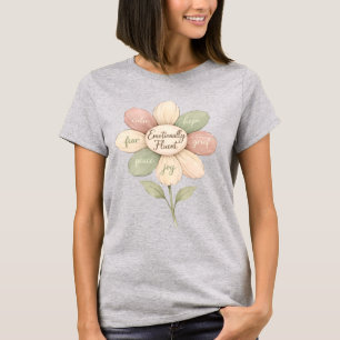 Camiseta Arte de Bem-Estar com Flor de Aquarela Fluente Emo