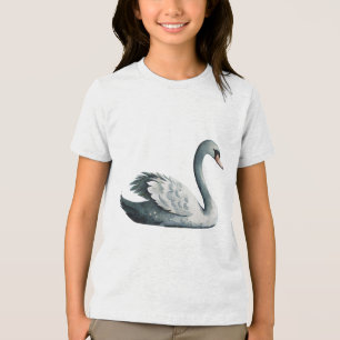 Camiseta Arte de berçário de pássaros do lago de cisnes em 