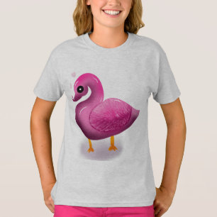 Camiseta Arte de berçário de pato rosa Kawaii Fofo & Coraçõ