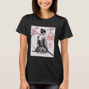 Camiseta Arte de Blossom Woodblock De Cereja Da Garota Samu