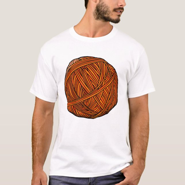 Camiseta Arte de Bola de Fio Laranja (Frente)