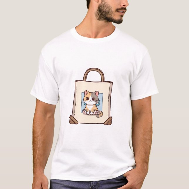 Camiseta Arte de Bolsa de Gato Calico (Frente)