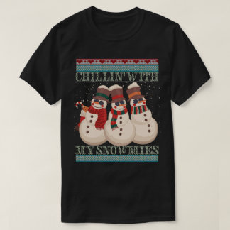Camiseta Arte de Bonecos de Neve com Meus Snowmies