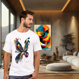Camiseta Arte de Borboleta Abstrata – Expressão de Cor Flui