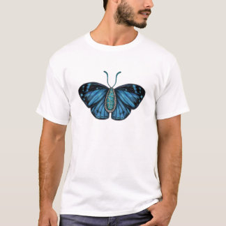 Camiseta Arte de Borboleta Comum em Turquesa de Dezembro