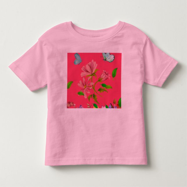 Camiseta Arte de Borboleta e Floral Menina (Frente)