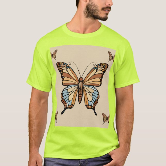 Camiseta Arte de borboleta elegante e sofisticada. (Frente)