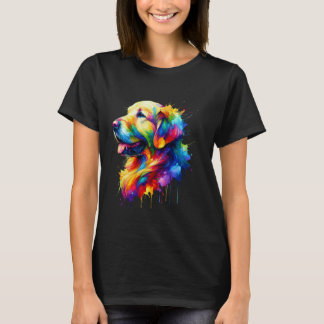 Camiseta Arte de Borrifo Divertida Golden Retriever GR Cão