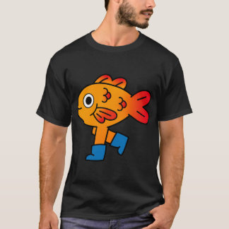 Camiseta arte de botas de peixe dourado