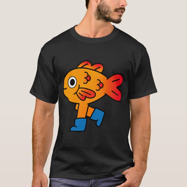 Camiseta arte de botas de peixe dourado (Frente)