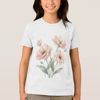 Camiseta Arte de Buquê de Aquarela Floral Rosa Suave