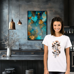 Camiseta Arte de Buquê Floral Elegante Abstrato