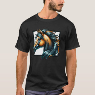 Camiseta Arte de Cabeça de Cavalo Para Amantes de Cavalos C