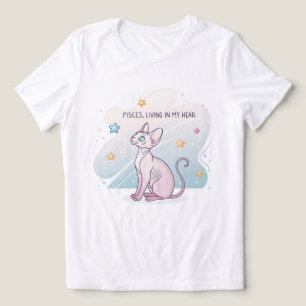 Camiseta Arte de Cabeça Viva do Gato Esfinge do Zodíaco de