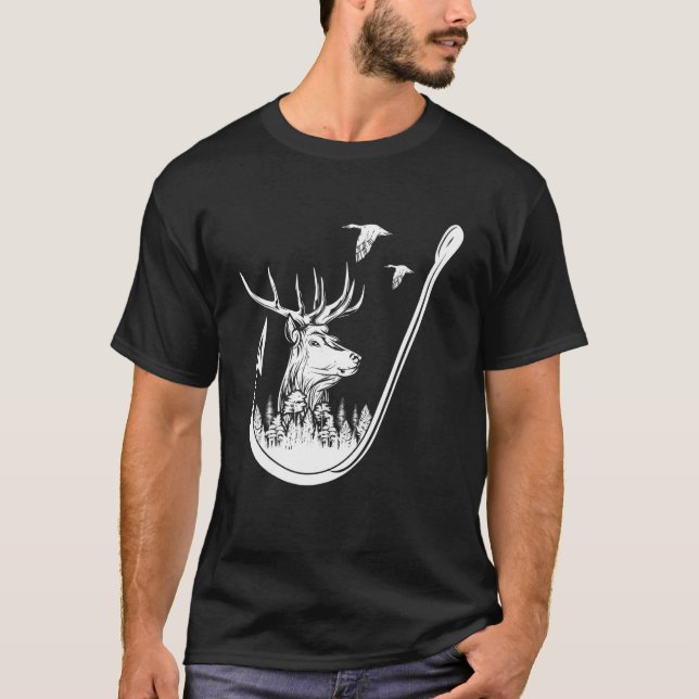 Camiseta Arte De Caça E Pesca De Veados E Patos (Frente)