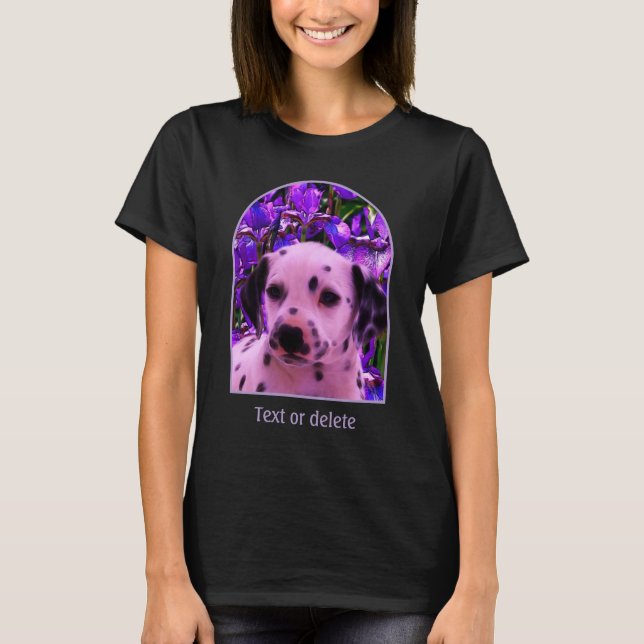 Camiseta Arte de Cachorro com Íris e Filhote de Dálmata  (Frente)