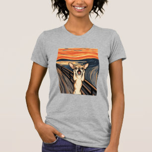 Camiseta Arte de Cachorro Expressionista Grito de Chihuahua