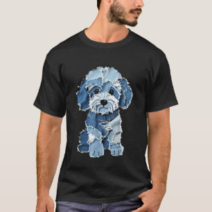 Camiseta Arte de Cachorro Fofinho com Remendo de Jeans