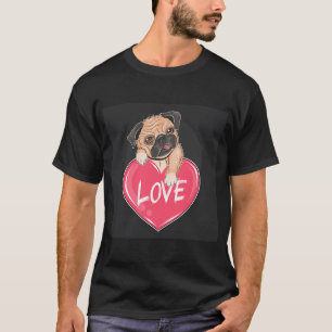 Camiseta Arte de cachorro Pug no dia dos namorados