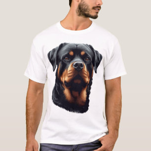 Camiseta Arte de Cachorro Rottweiler Majestoso