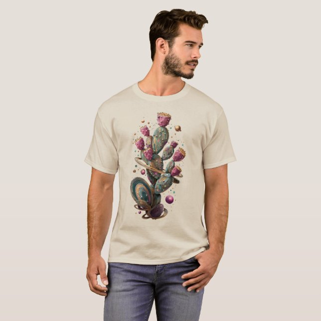 Camiseta arte de cacto do deserto cósmico (Frente Completa)