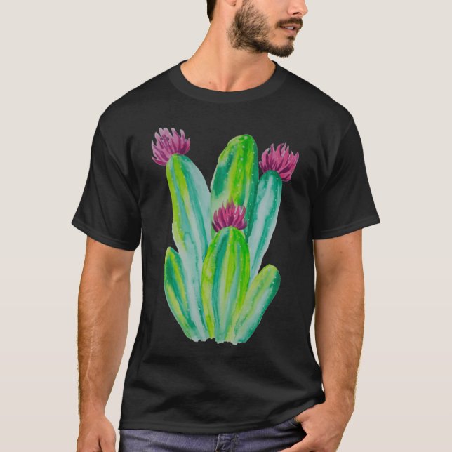 Camiseta Arte de Cacto em Aquarela (Frente)