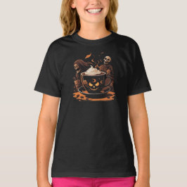 Camiseta Arte de Café de Halloween – Latte Assustador com E